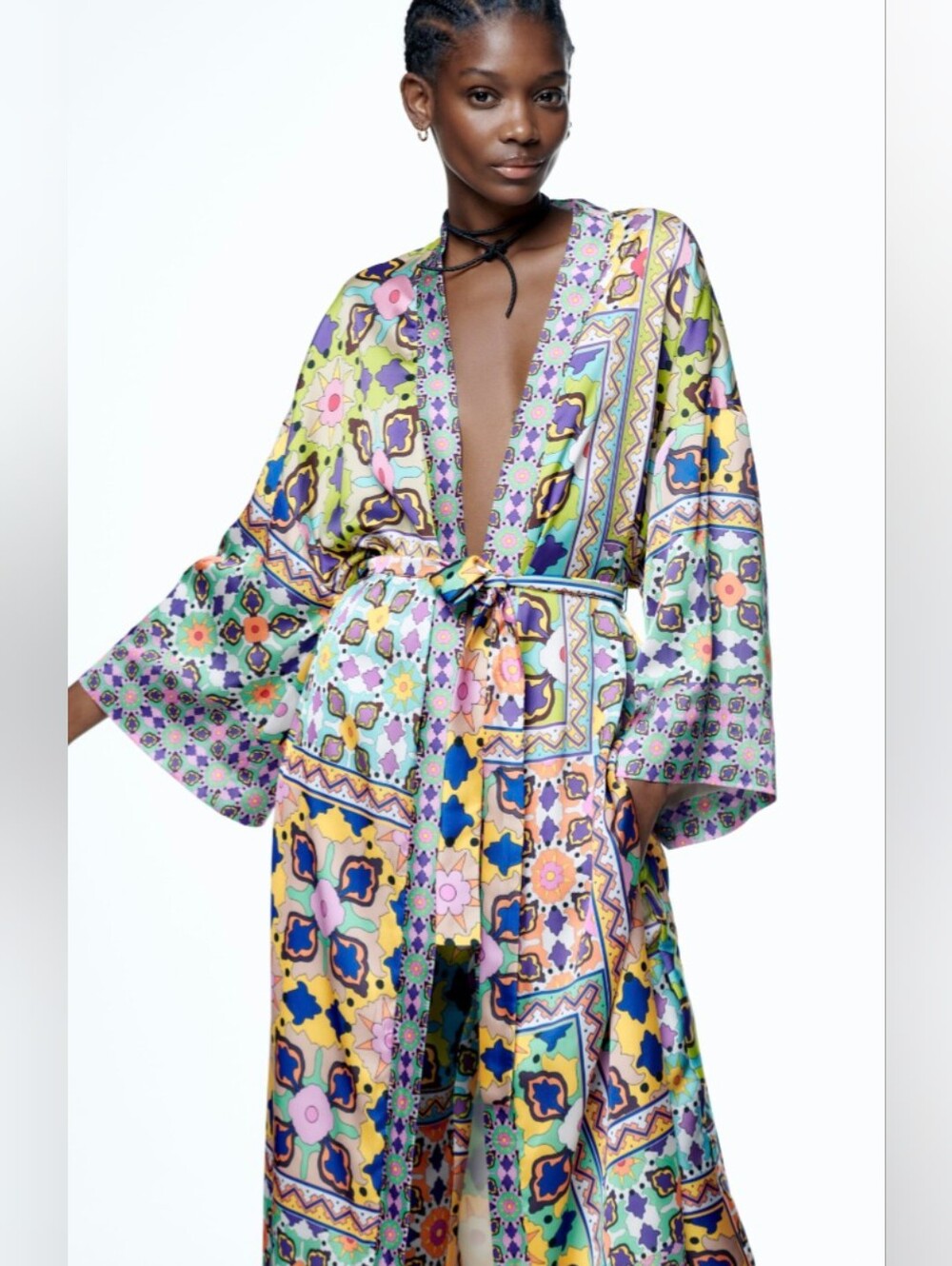 Zara Multicolor Floral Mosaic Kimono